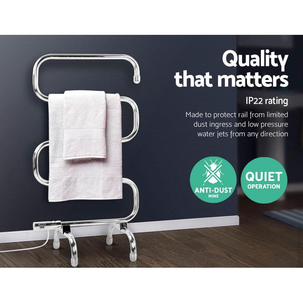 Devanti Electric Heated Towel Rail Rack 5 Bars Freestanding Clothes Dry Warmer - Ozstylz