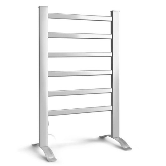 Devanti Electric Heated Towel Rail Rack 6 Bars Freestanding Clothes Dry Warmer - Ozstylz