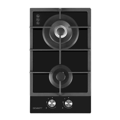 Devanti Gas Cooktop 30cm 2 Burner Black - Ozstylz