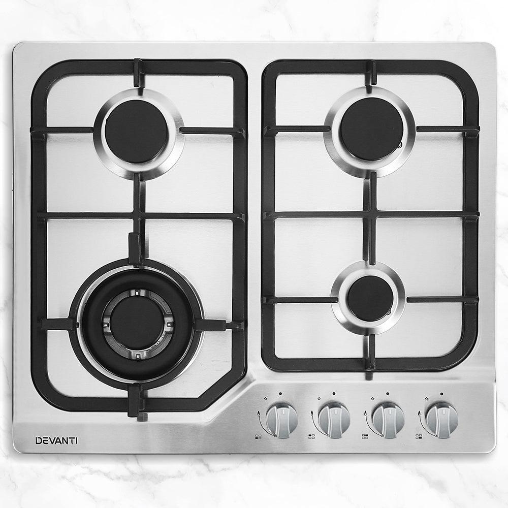 Devanti Gas Cooktop 60cm 4 Burner Silvir - Ozstylz