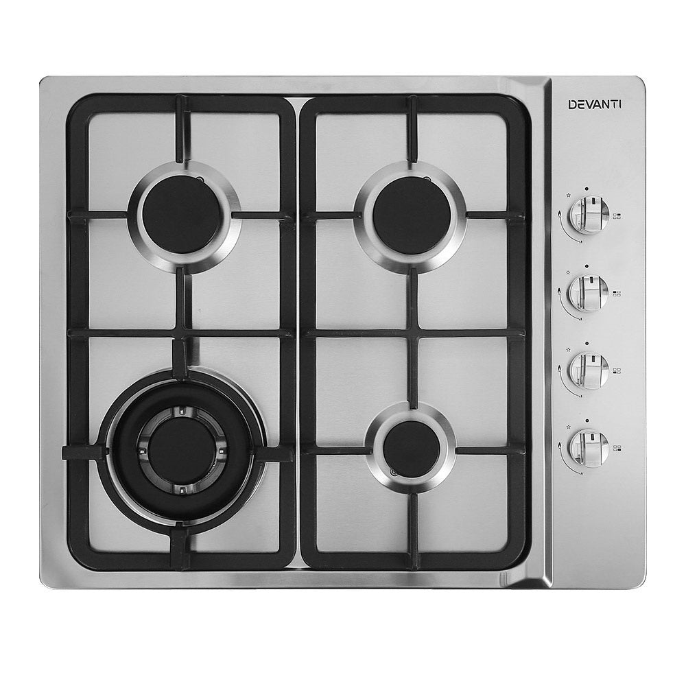 Devanti Gas Cooktop 60cm Stove Hob Silvir - Ozstylz