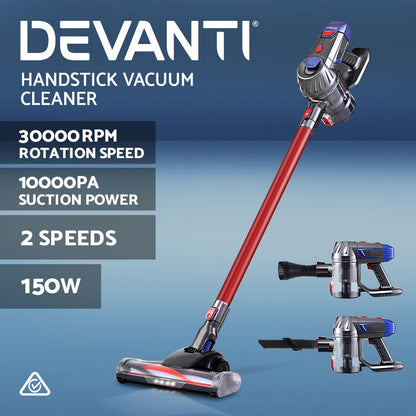 Devanti Handheld Vacuum Cleaner Bagless Cordless Red 150W - Ozstylz