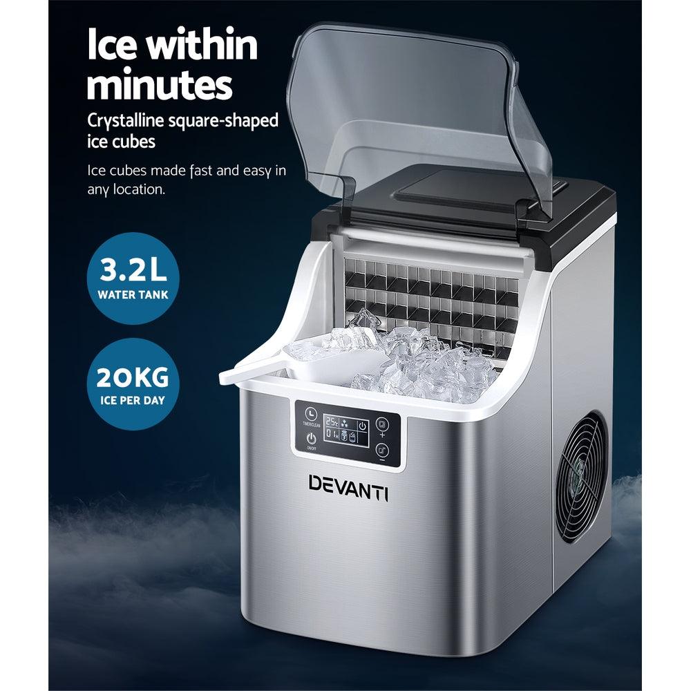 Devanti Ice Maker Machine Commercial Portable Ice Cube Tray Countertop 3.2L - Ozstylz