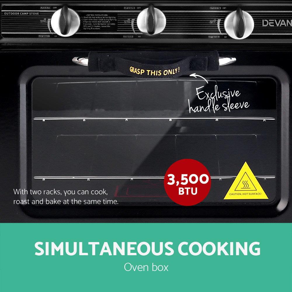 Devanti Portable Gas Oven LPG Black - Ozstylz