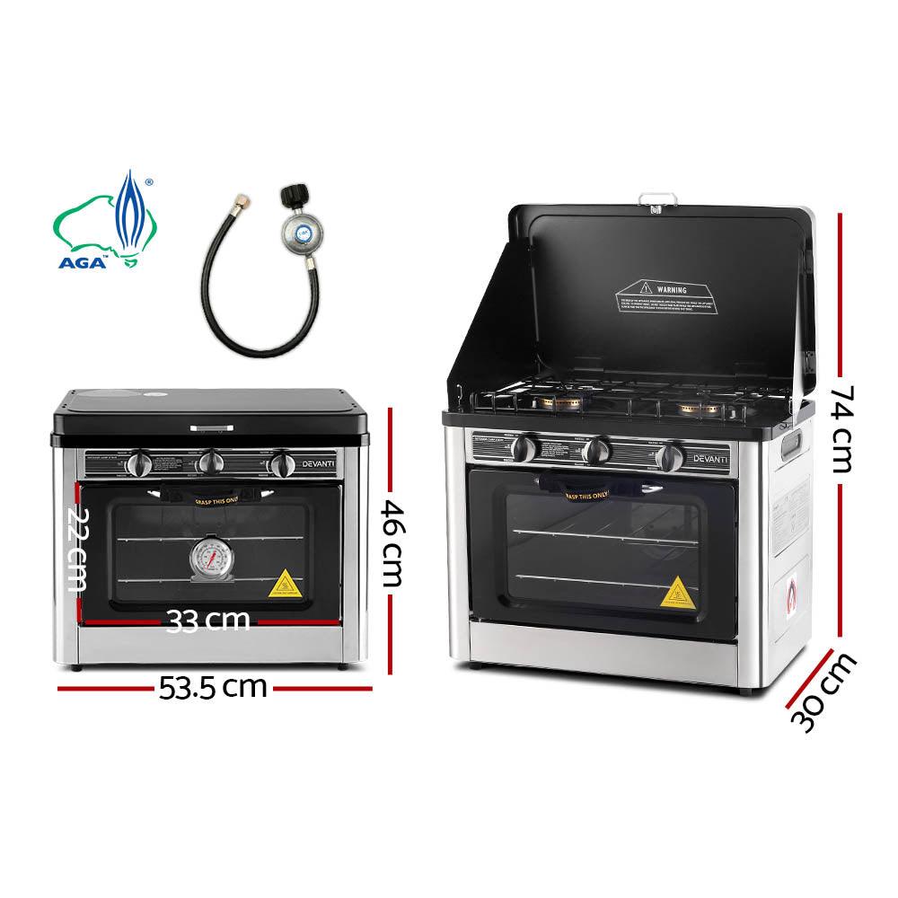 Devanti Portable Gas Oven LPG Silver - Ozstylz