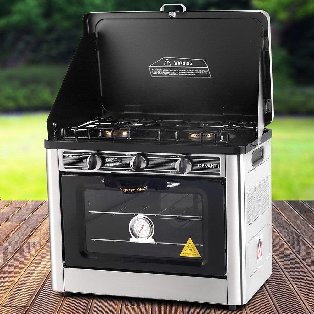 Devanti Portable Gas Oven LPG Silver - Ozstylz