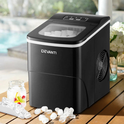 DEVANTi Portable Ice Cube Maker Machine 2L Home Bar Benchtop Easy Quick Black - Ozstylz