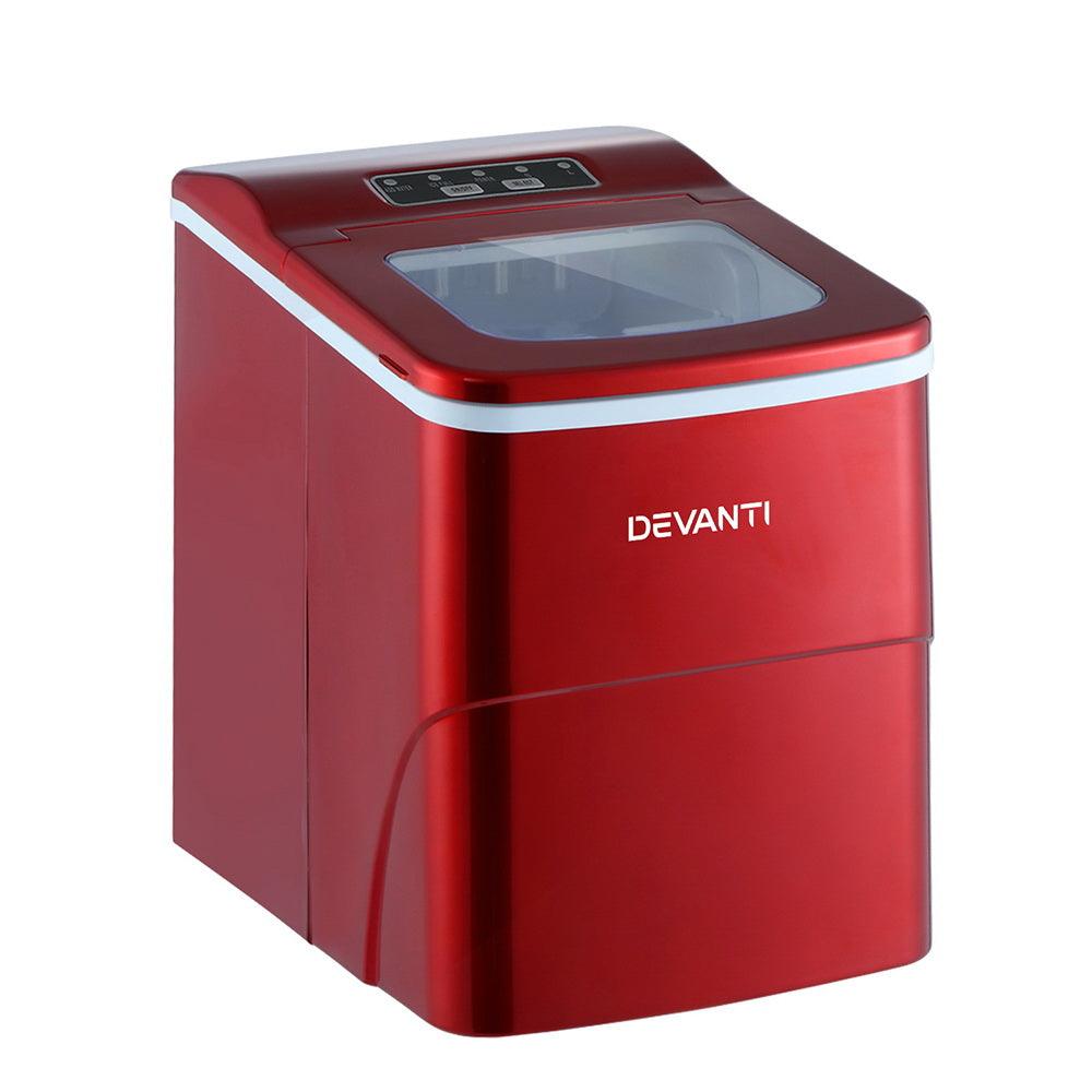 DEVANTi Portable Ice Cube Maker Machine 2L Home Bar Benchtop Easy Quick Red - Ozstylz