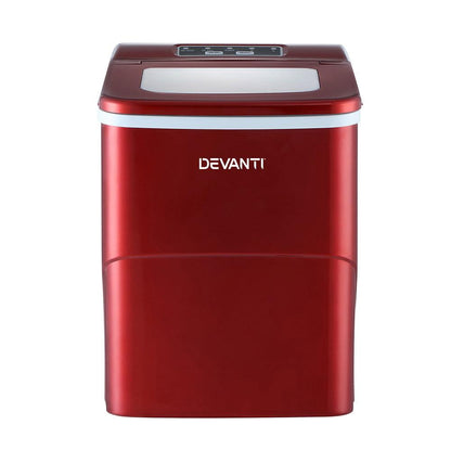 DEVANTi Portable Ice Cube Maker Machine 2L Home Bar Benchtop Easy Quick Red - Ozstylz