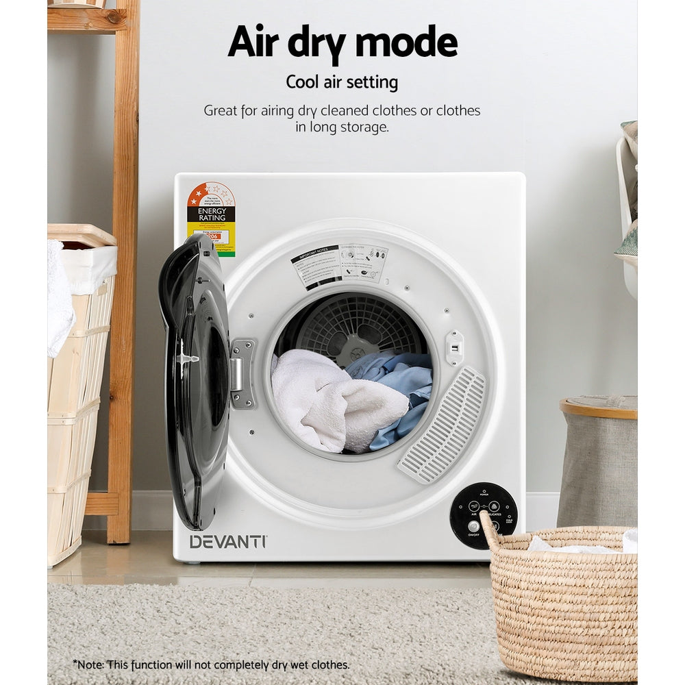 Devanti Tumble Dryer 5kg Fully Auto Black - Ozstylz