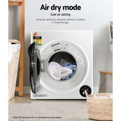 Devanti Tumble Dryer 5kg Fully Auto Black - Ozstylz