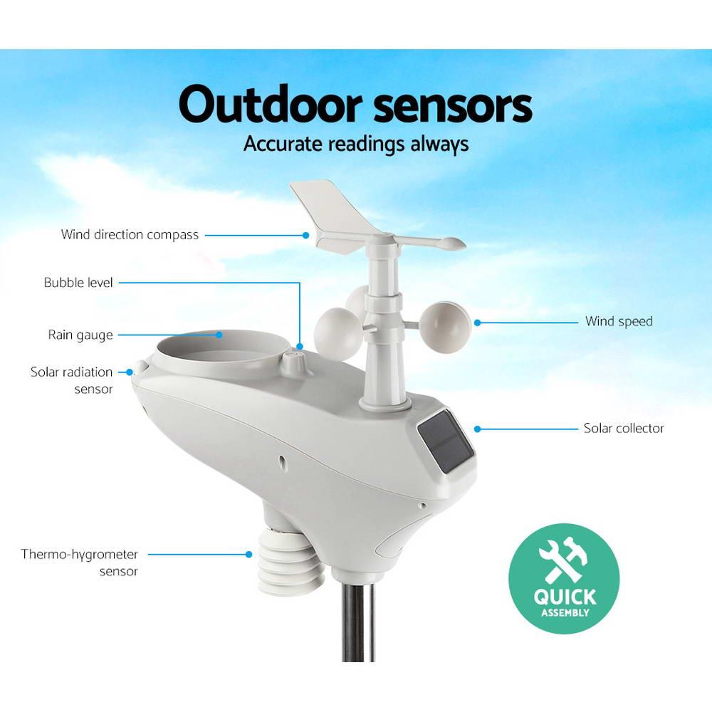 Devanti Wireless WiFi Professional Weather Station Solar Sensor LCD UV Light - Ozstylz