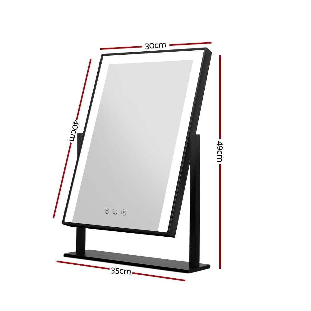 Embellir Makeup Mirror 30x40cm with Led light Lighted Standing Mirrors Black - Ozstylz