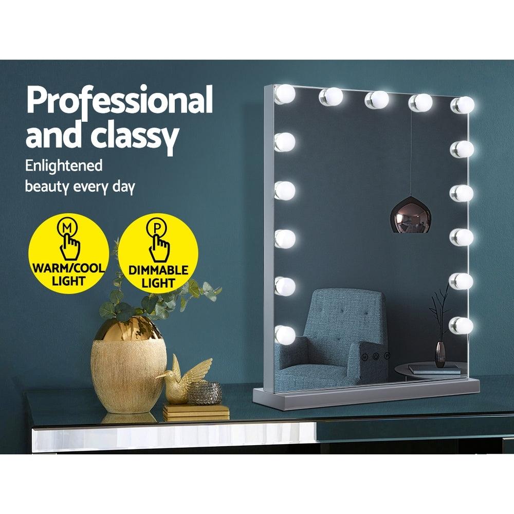 Embellir Makeup Mirror 43X61cm Hollywood with Light Vanity Dimmable Wall 15 LED - Ozstylz