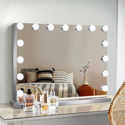 Embellir Makeup Mirror 58X46cm Hollywood with Light Vanity Dimmable Wall 15 LED - Ozstylz