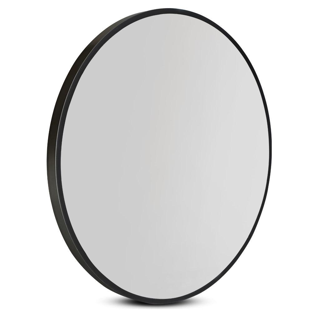 Embellir Wall Mirror Makeup 60cm Home Decor Framed Mirrors Bathroom Round Black - Ozstylz