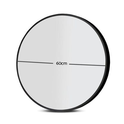 Embellir Wall Mirror Makeup 60cm Home Decor Framed Mirrors Bathroom Round Black - Ozstylz