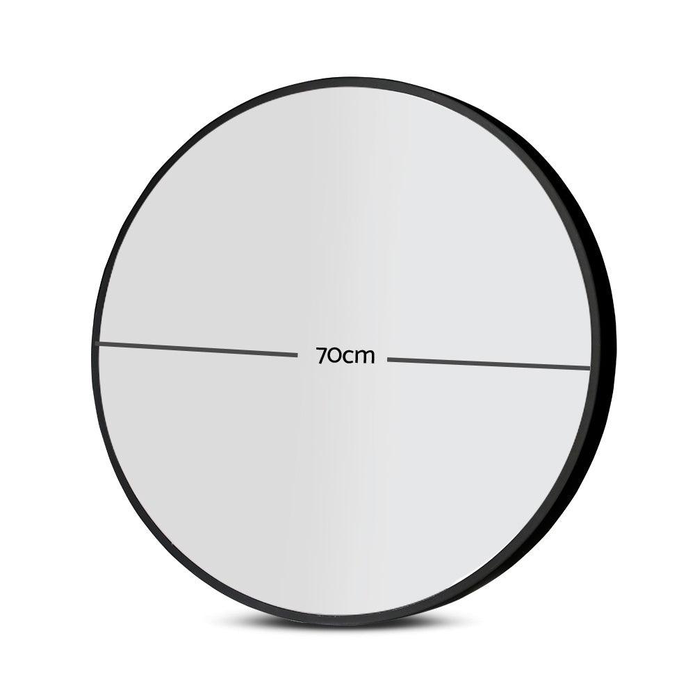 Embellir Wall Mirror Makeup 70cm Home Decor Framed Mirrors Bathroom Round Black - Ozstylz