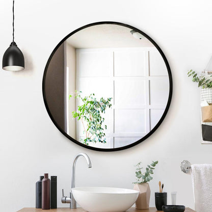 Embellir Wall Mirror Makeup 70cm Home Decor Framed Mirrors Bathroom Round Black - Ozstylz