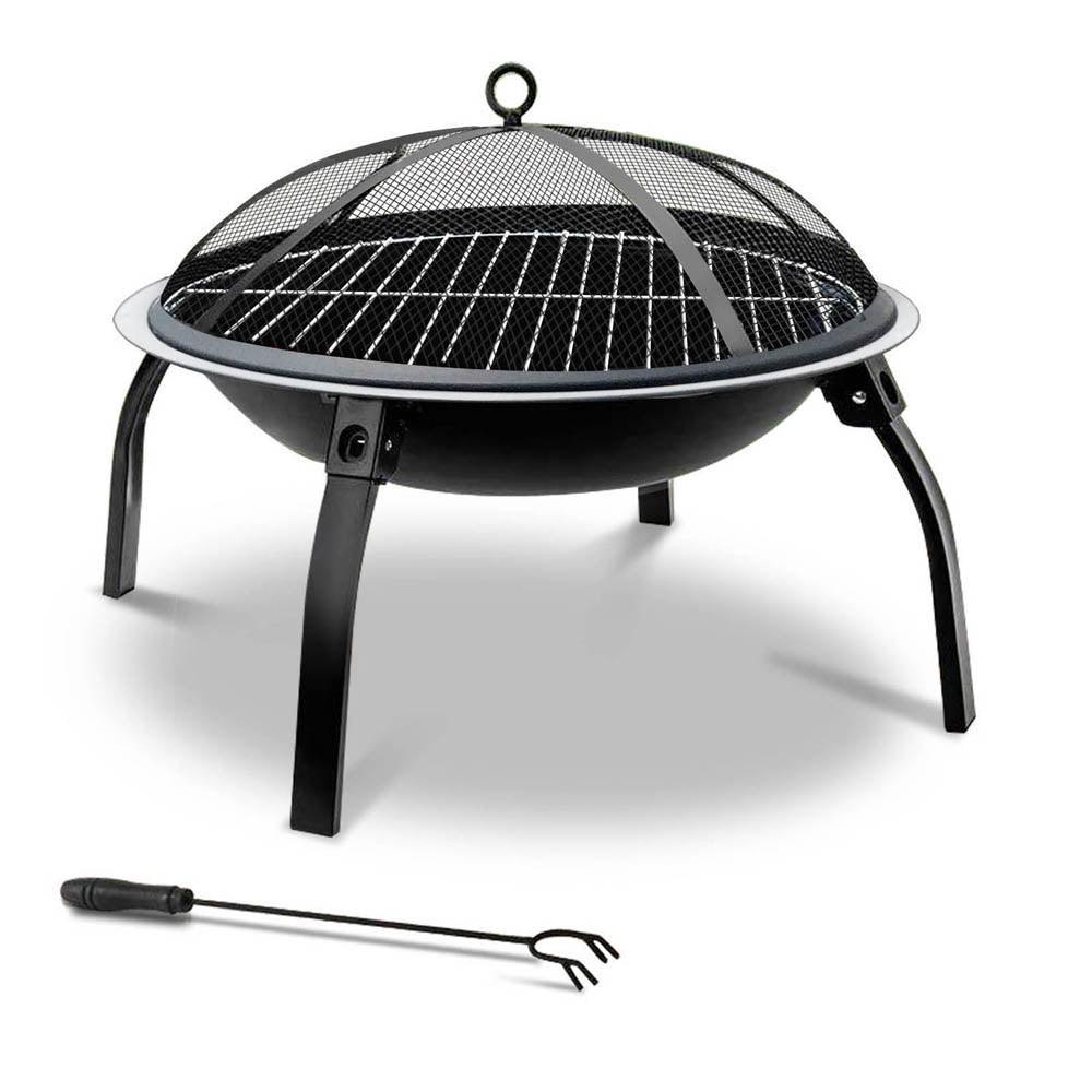 Fire Pit BBQ Charcoal Smoker Portable Outdoor Camping Pits Patio Fireplace 22" - Ozstylz