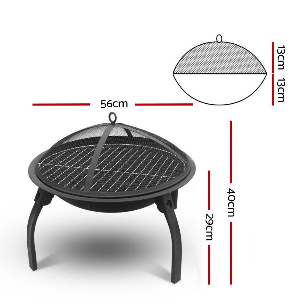 Fire Pit BBQ Charcoal Smoker Portable Outdoor Camping Pits Patio Fireplace 22" - Ozstylz