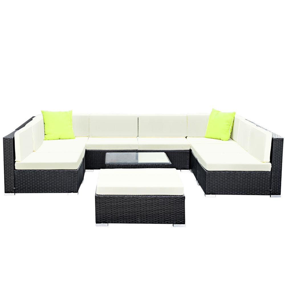 Gardeon 10-Piece Outdoor Sofa Set Wicker Couch Lounge Setting Cover - Ozstylz