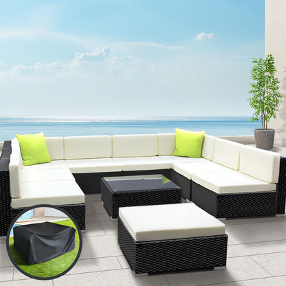 Gardeon 10-Piece Outdoor Sofa Set Wicker Couch Lounge Setting Cover - Ozstylz