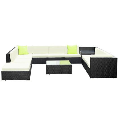 Gardeon 12PC Sofa Set with Storage Cover Outdoor Furniture Wicker - Ozstylz