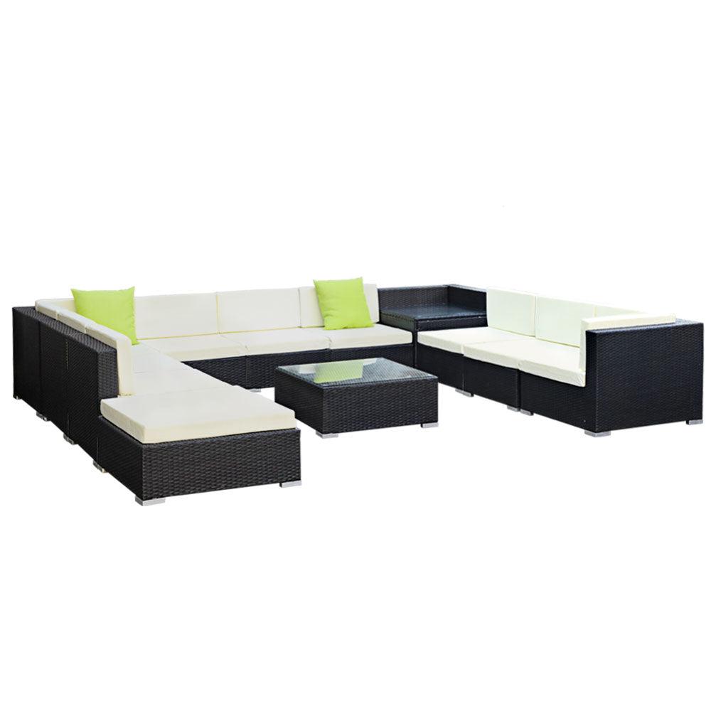 Gardeon 12PC Sofa Set with Storage Cover Outdoor Furniture Wicker - Ozstylz