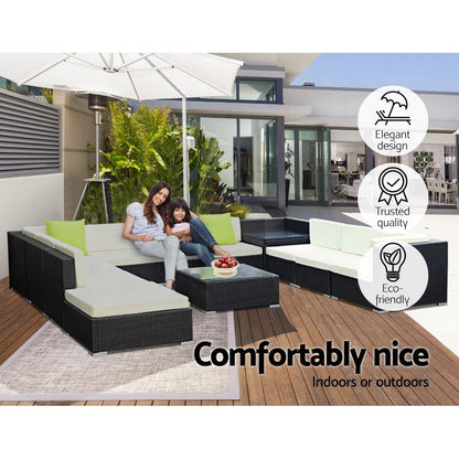 Gardeon 12PC Sofa Set with Storage Cover Outdoor Furniture Wicker - Ozstylz