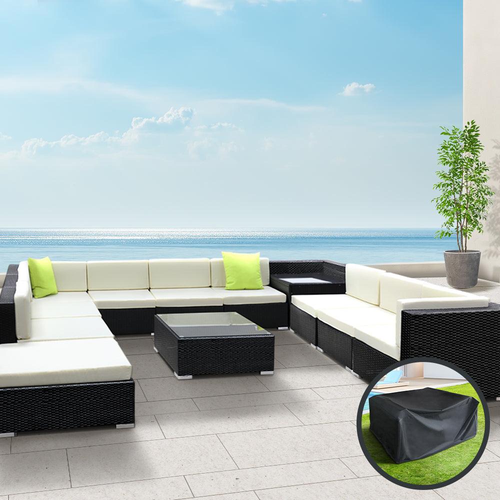 Gardeon 12PC Sofa Set with Storage Cover Outdoor Furniture Wicker - Ozstylz