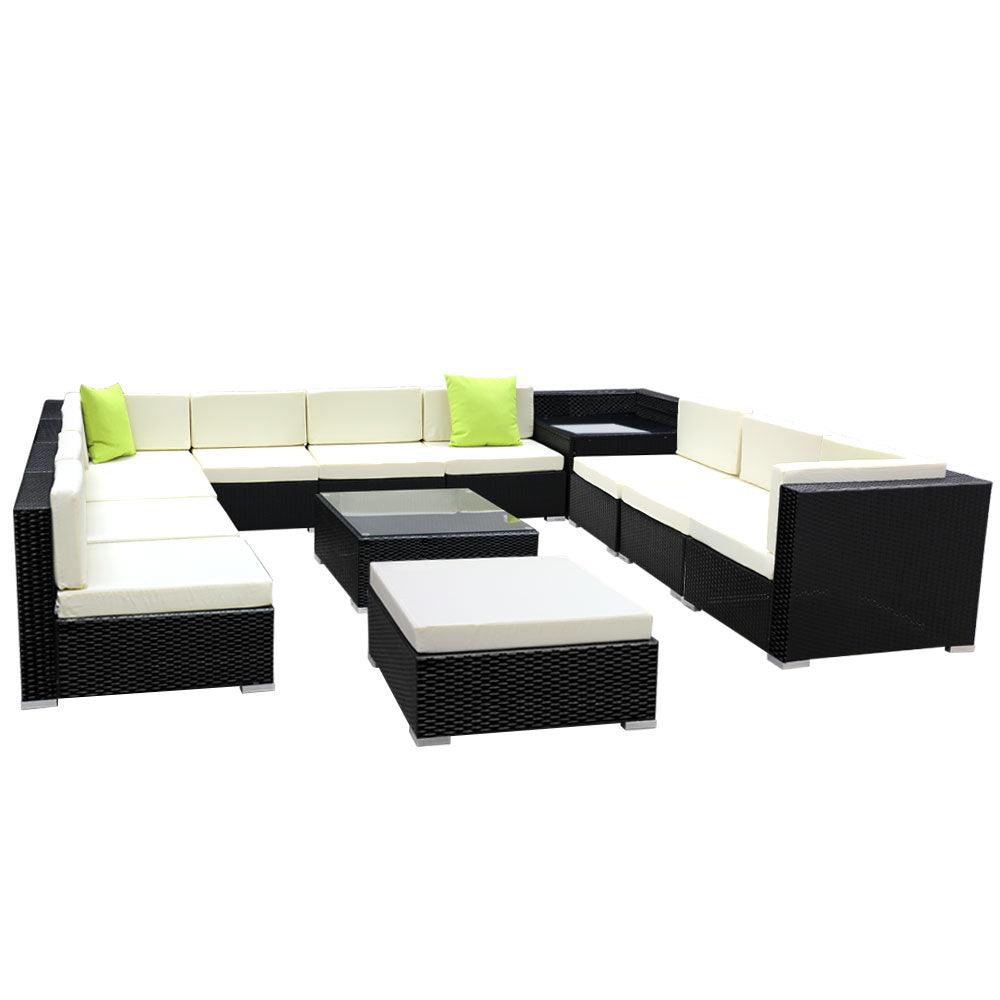 Gardeon 13-Piece Outdoor Sofa Set Wicker Couch Lounge Setting 11 Seater - Ozstylz