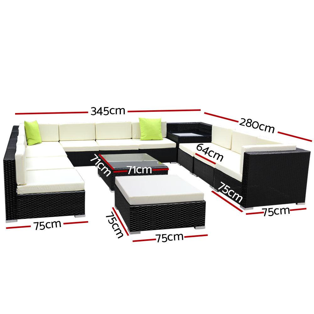 Gardeon 13-Piece Outdoor Sofa Set Wicker Couch Lounge Setting 11 Seater - Ozstylz