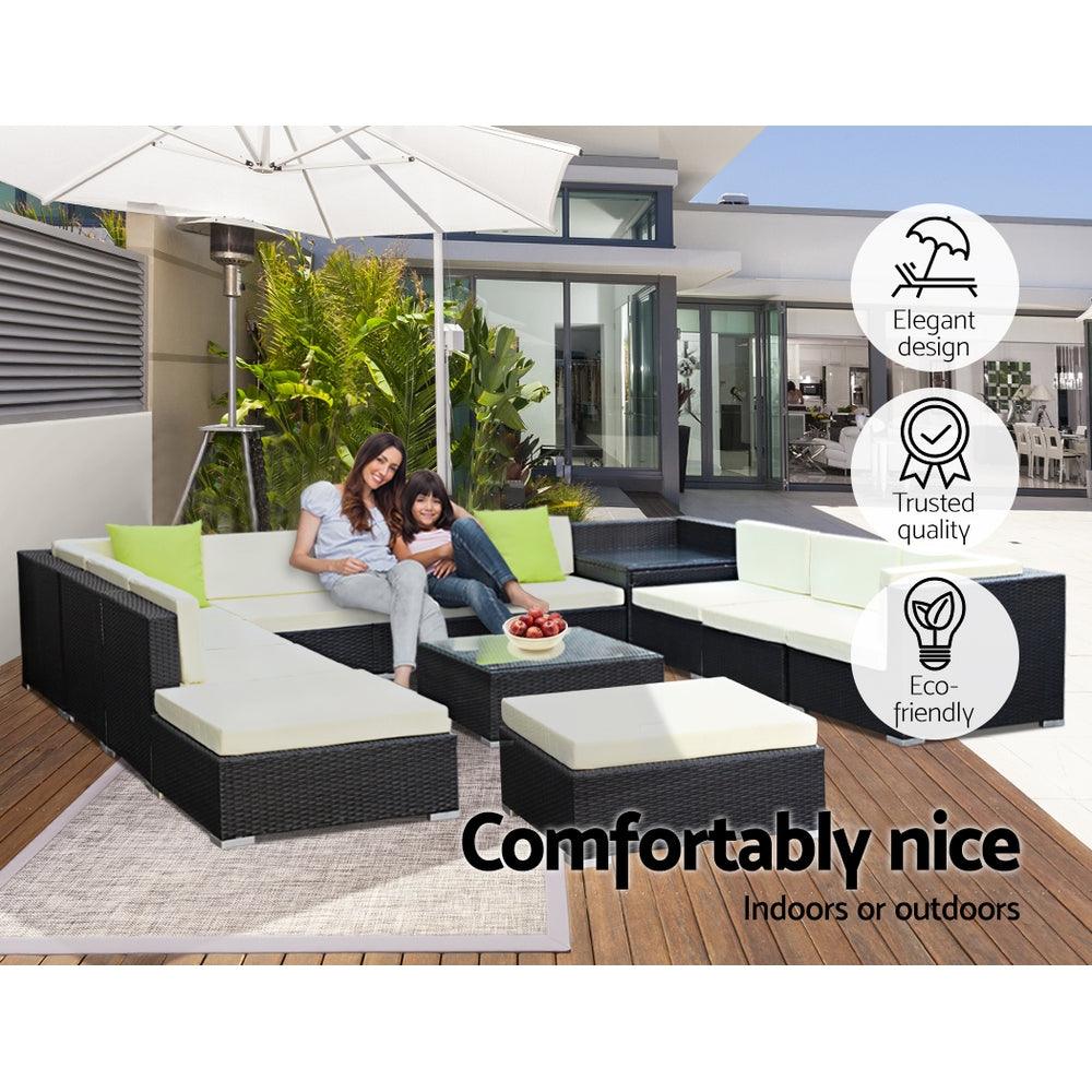 Gardeon 13-Piece Outdoor Sofa Set Wicker Couch Lounge Setting 11 Seater - Ozstylz