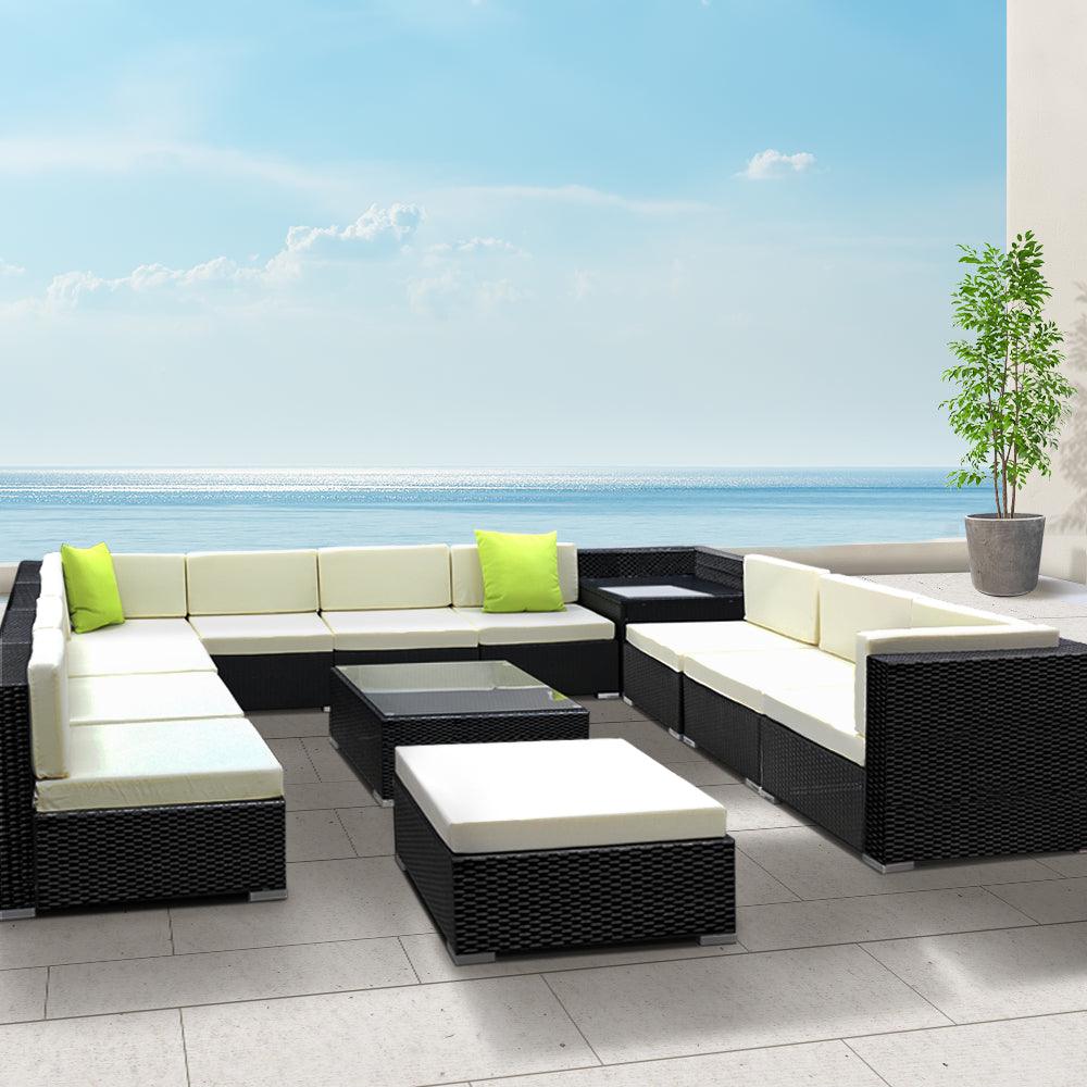 Gardeon 13-Piece Outdoor Sofa Set Wicker Couch Lounge Setting 11 Seater - Ozstylz