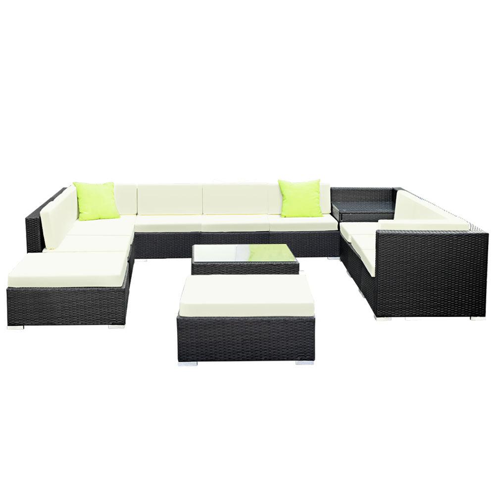 Gardeon 13-Piece Outdoor Sofa Set Wicker Couch Lounge Setting Cover - Ozstylz