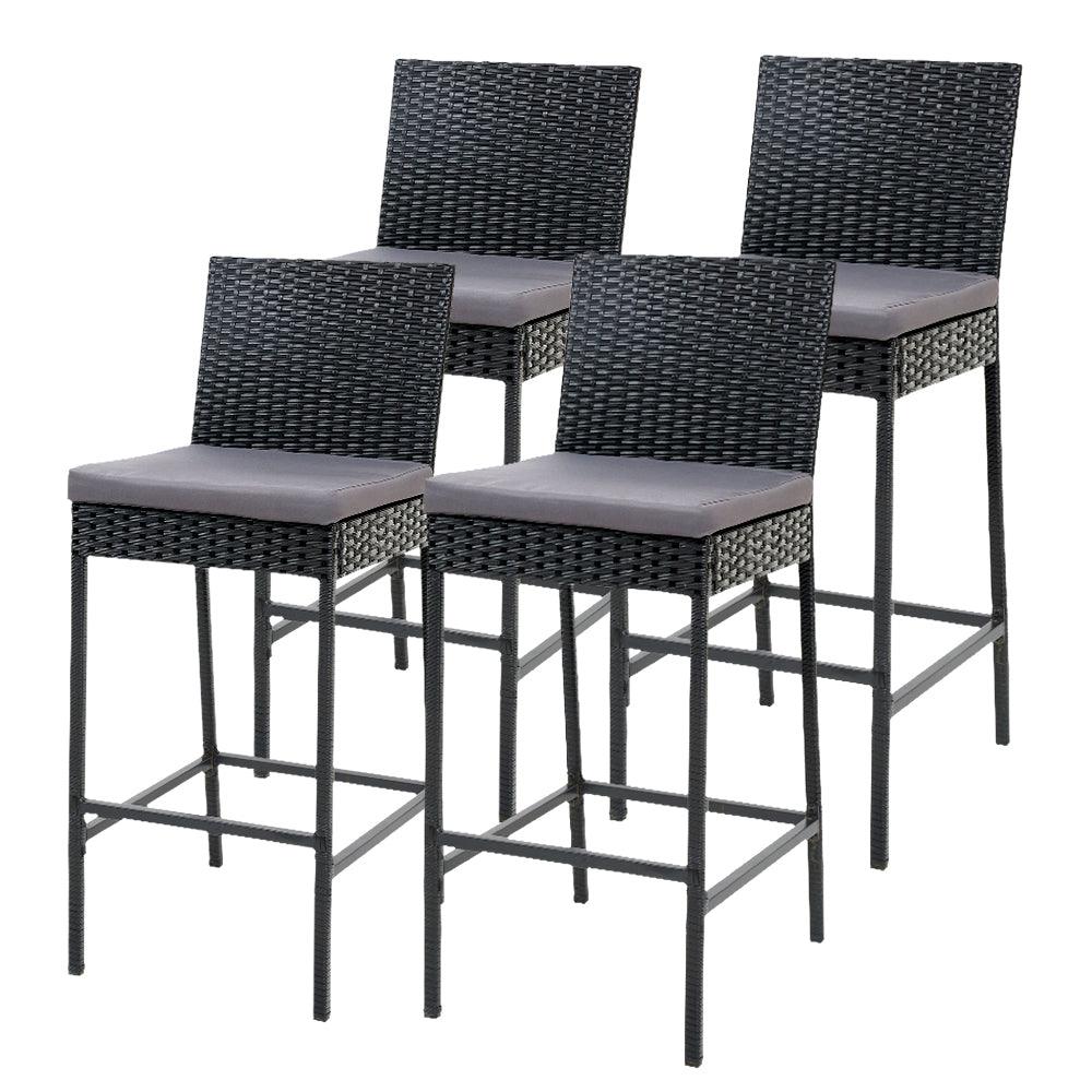 Gardeon 4-Piece Outdoor Bar Stools Dining Chair Bar Stools Rattan Furniture - Ozstylz