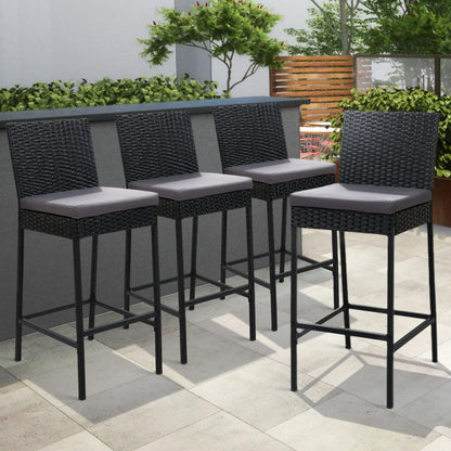 Gardeon 4-Piece Outdoor Bar Stools Dining Chair Bar Stools Rattan Furniture - Ozstylz