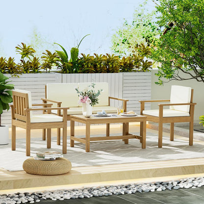 Gardeon 4-Piece Outdoor Sofa Set Wooden Couch Lounge Setting - Ozstylz