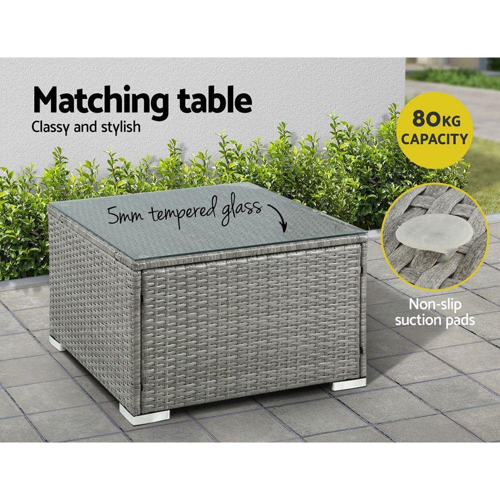 Gardeon 5-Piece Outdoor Sofa Set Wicker Couch Lounge Setting 4 Seater Grey - Ozstylz