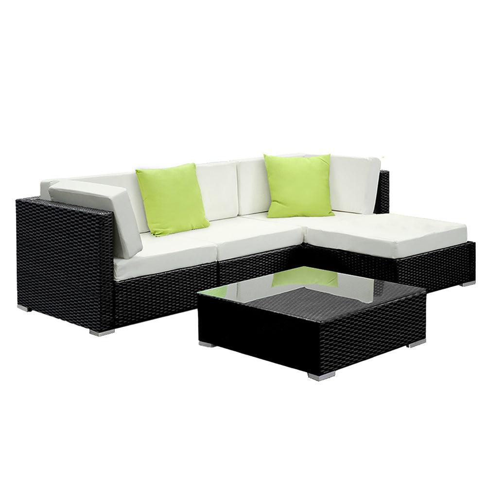 Gardeon 5-Piece Outdoor Sofa Set Wicker Couch Lounge Setting 4 Seater - Ozstylz