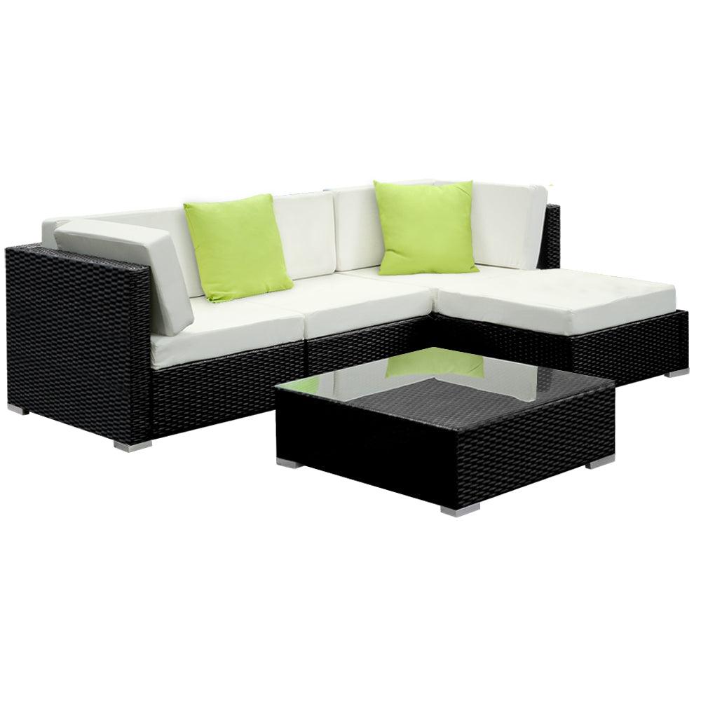 Gardeon 5-Piece Outdoor Sofa Set Wicker Couch Lounge Setting 4 Seater - Ozstylz