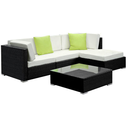 Gardeon 5-Piece Outdoor Sofa Set Wicker Couch Lounge Setting Cover - Ozstylz