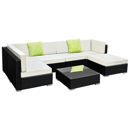 Gardeon 7-Piece Outdoor Sofa Set Wicker Couch Lounge Setting 6 Seater - Ozstylz