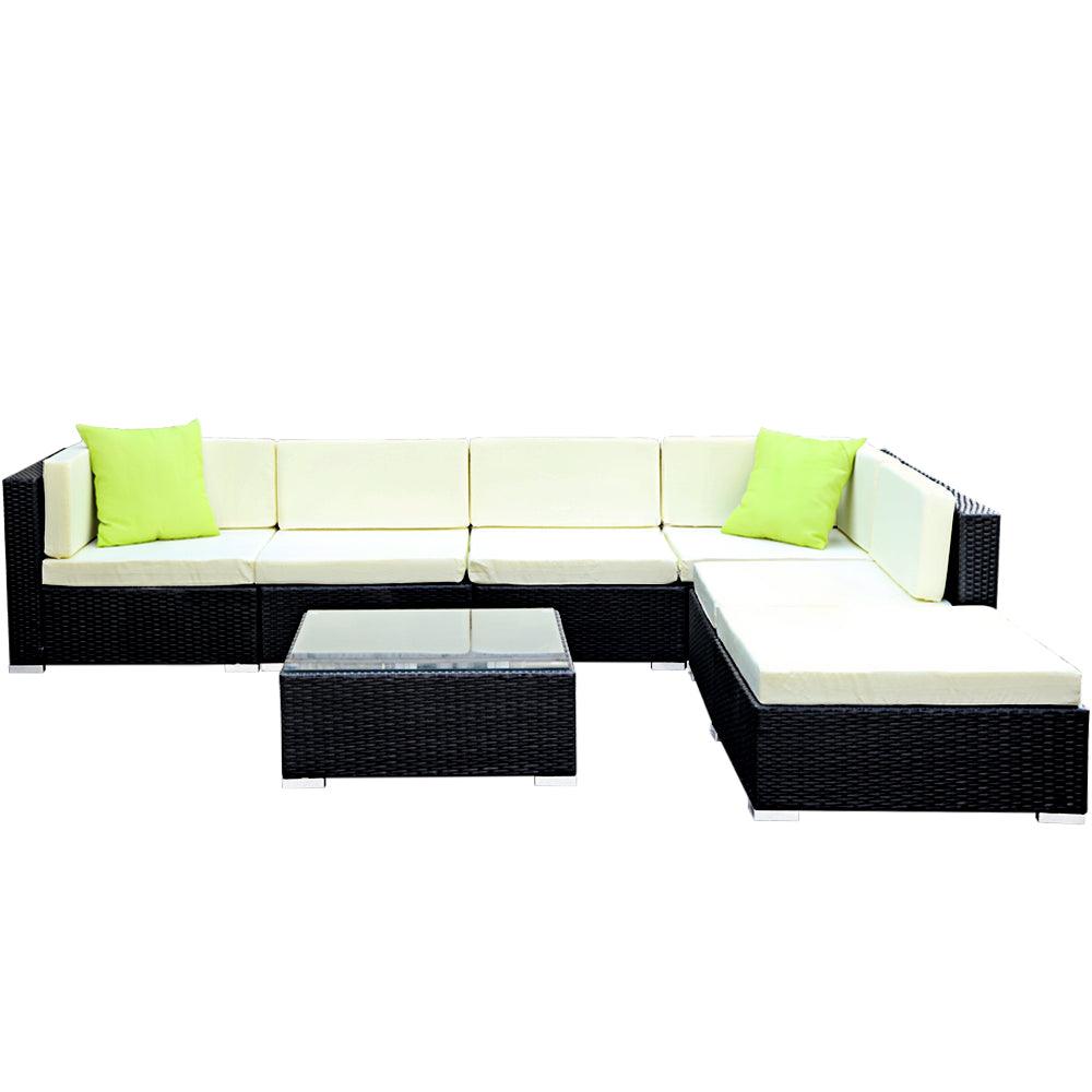 Gardeon 7-Piece Outdoor Sofa Set Wicker Couch Lounge Setting Cover - Ozstylz