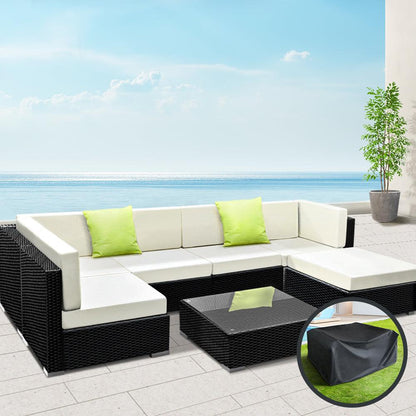 Gardeon 7-Piece Outdoor Sofa Set Wicker Couch Lounge Setting Cover - Ozstylz