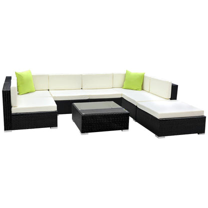 Gardeon 8-Piece Outdoor Sofa Set Wicker Couch Lounge Setting 7 Seater - Ozstylz