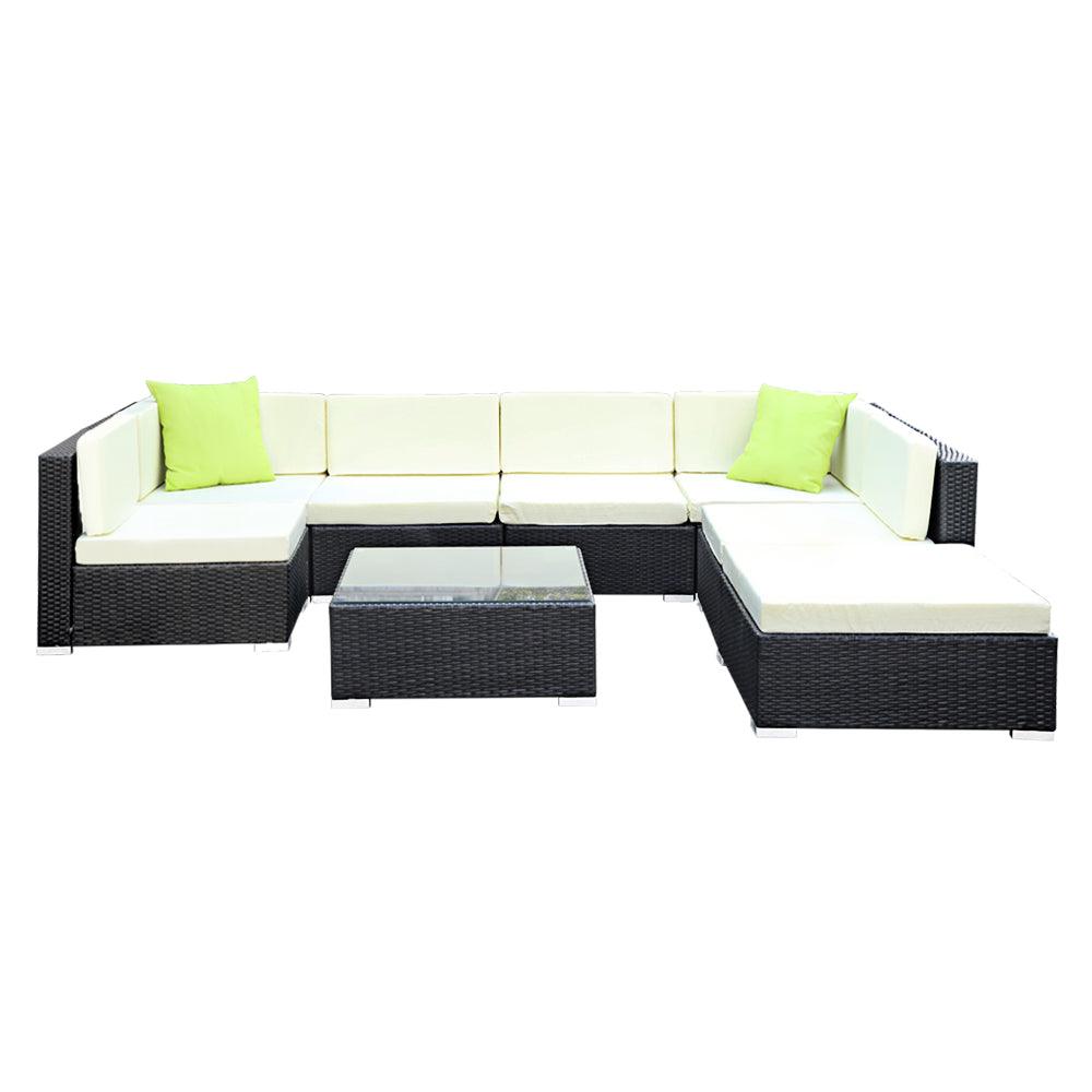 Gardeon 8-Piece Outdoor Sofa Set Wicker Couch Lounge Setting 7 Seater - Ozstylz