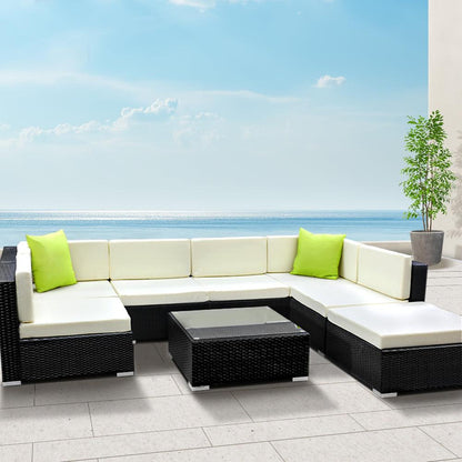 Gardeon 8-Piece Outdoor Sofa Set Wicker Couch Lounge Setting 7 Seater - Ozstylz