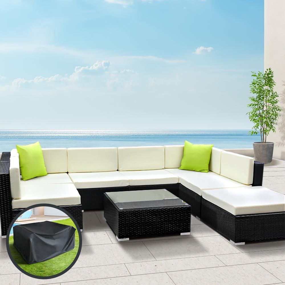 Gardeon 8-Piece Outdoor Sofa Set Wicker Couch Lounge Setting Cover - Ozstylz